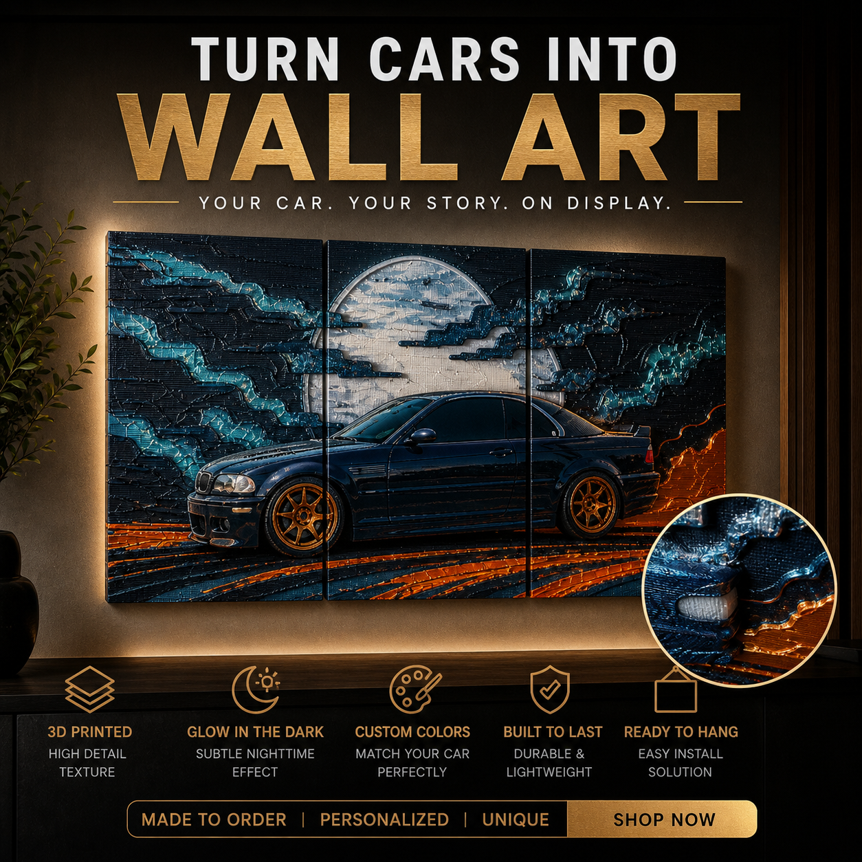 Custom Car Wall Art Panel | Personalized Vehicle Wall Decor