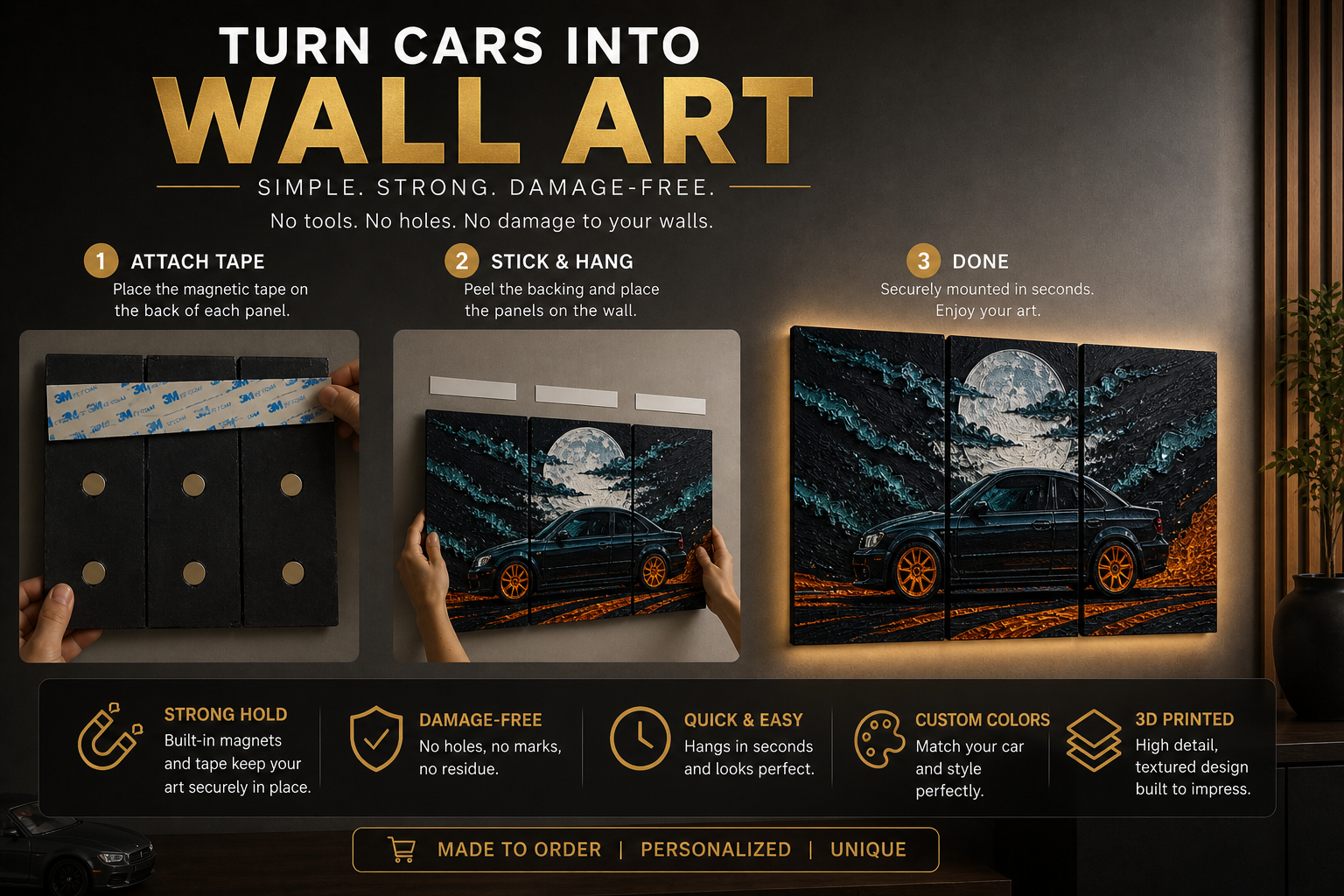 Custom Car Wall Art Panel | Personalized Vehicle Wall Decor